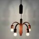 Suspended Sputnik counterweight lamp with 5 arms in teak by Domus, 1970s, Italy.