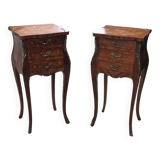 Pair of Louis XV style marquetry bedside tables