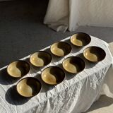 Set of 8 brown-rimmed stoneware deep plates Atelier Saint Simon D19.5