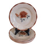 Set of 6 flat plates Sarreguemines Digoin