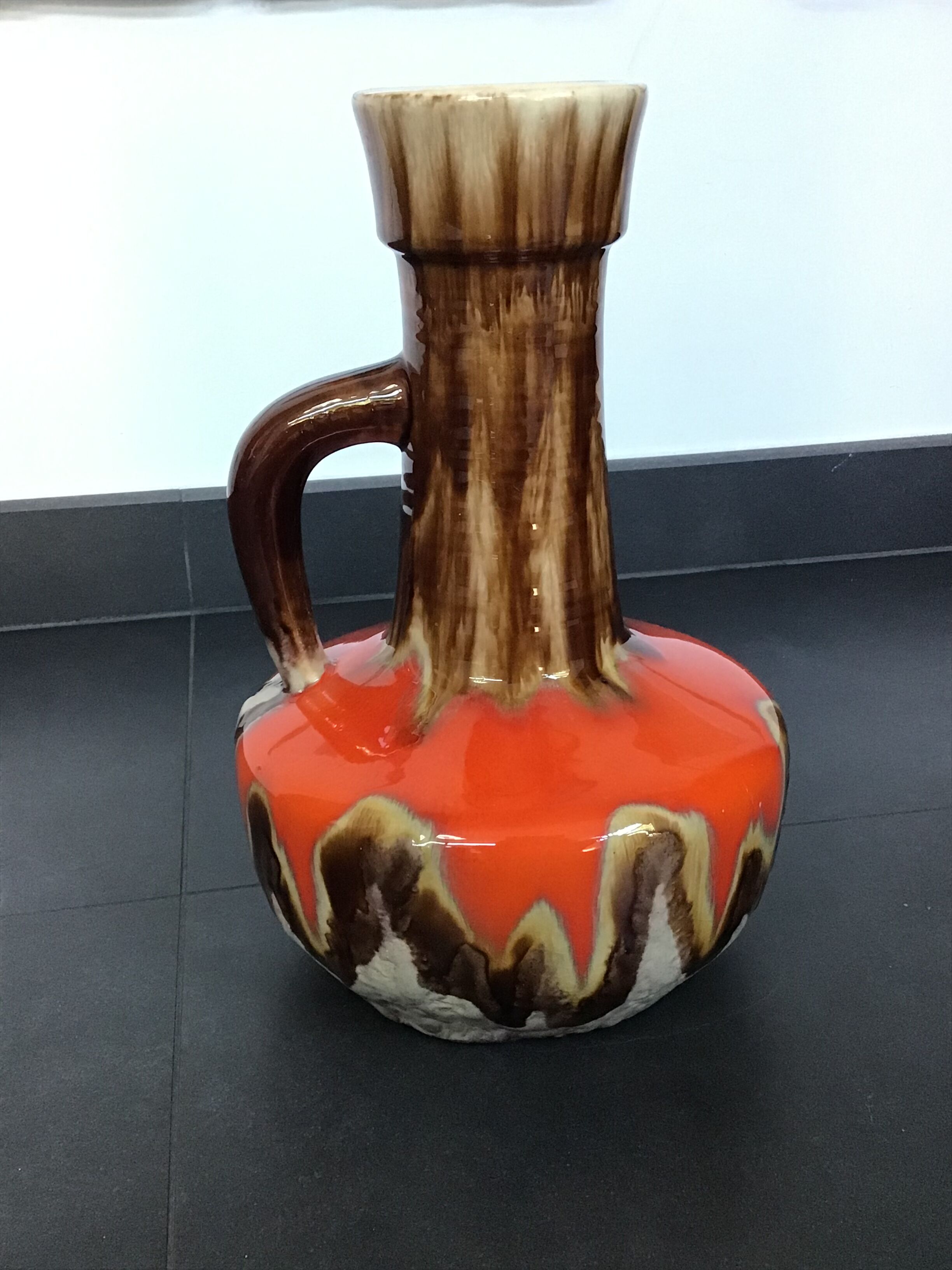 Flamed ceramic pitcher, Baudin, 70s