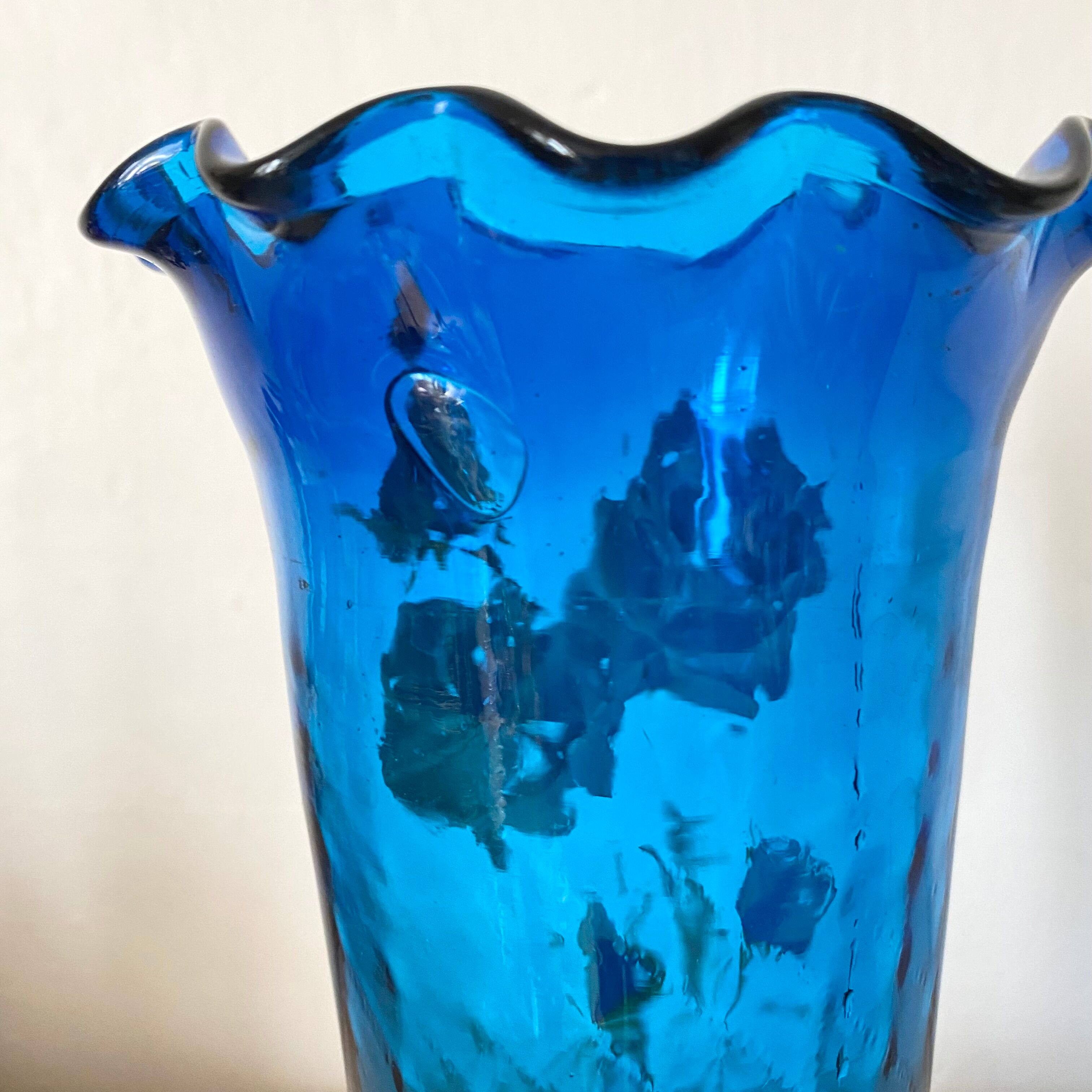Antique blue glass vase from the 1900s