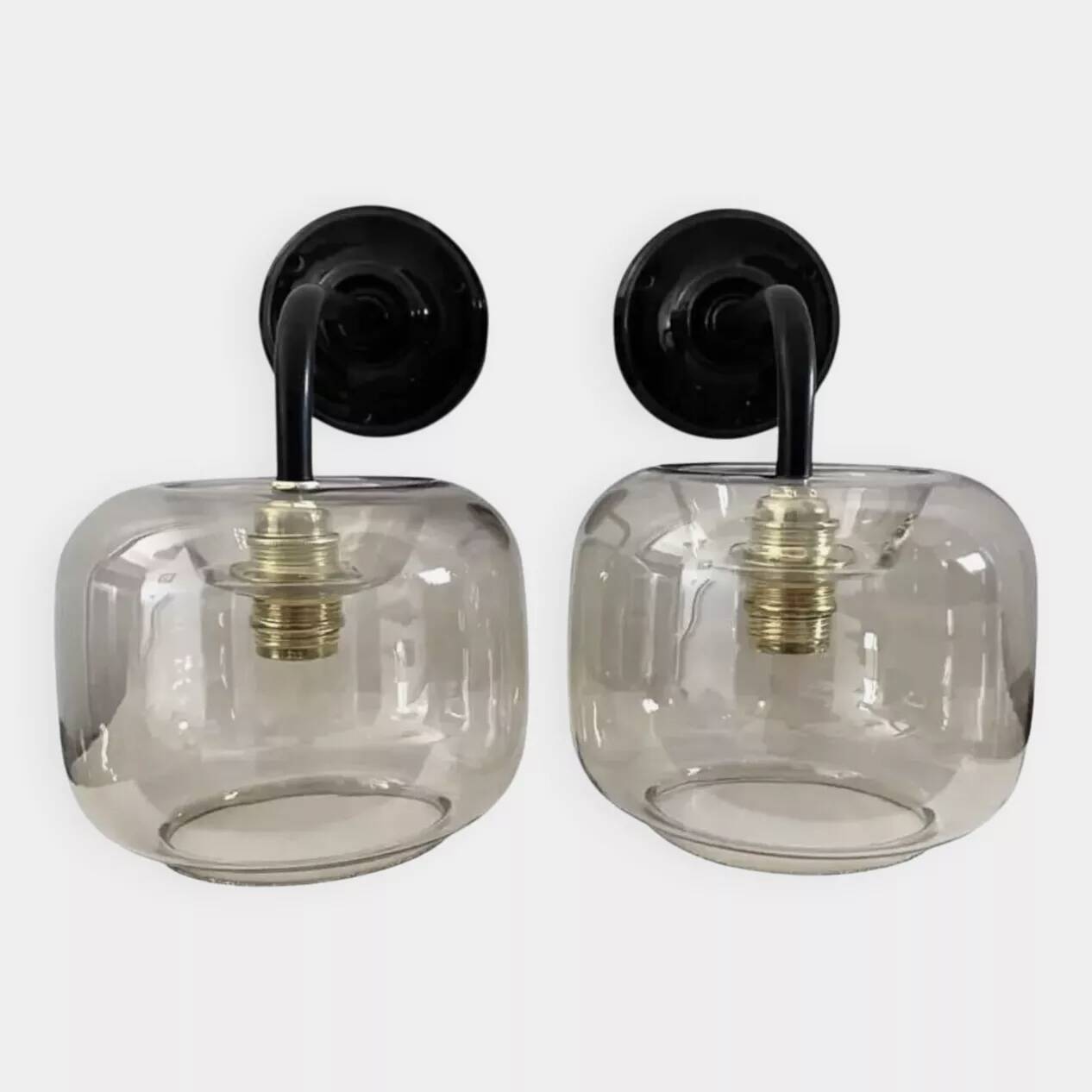 Paire d’appliques vintage en verre fumé