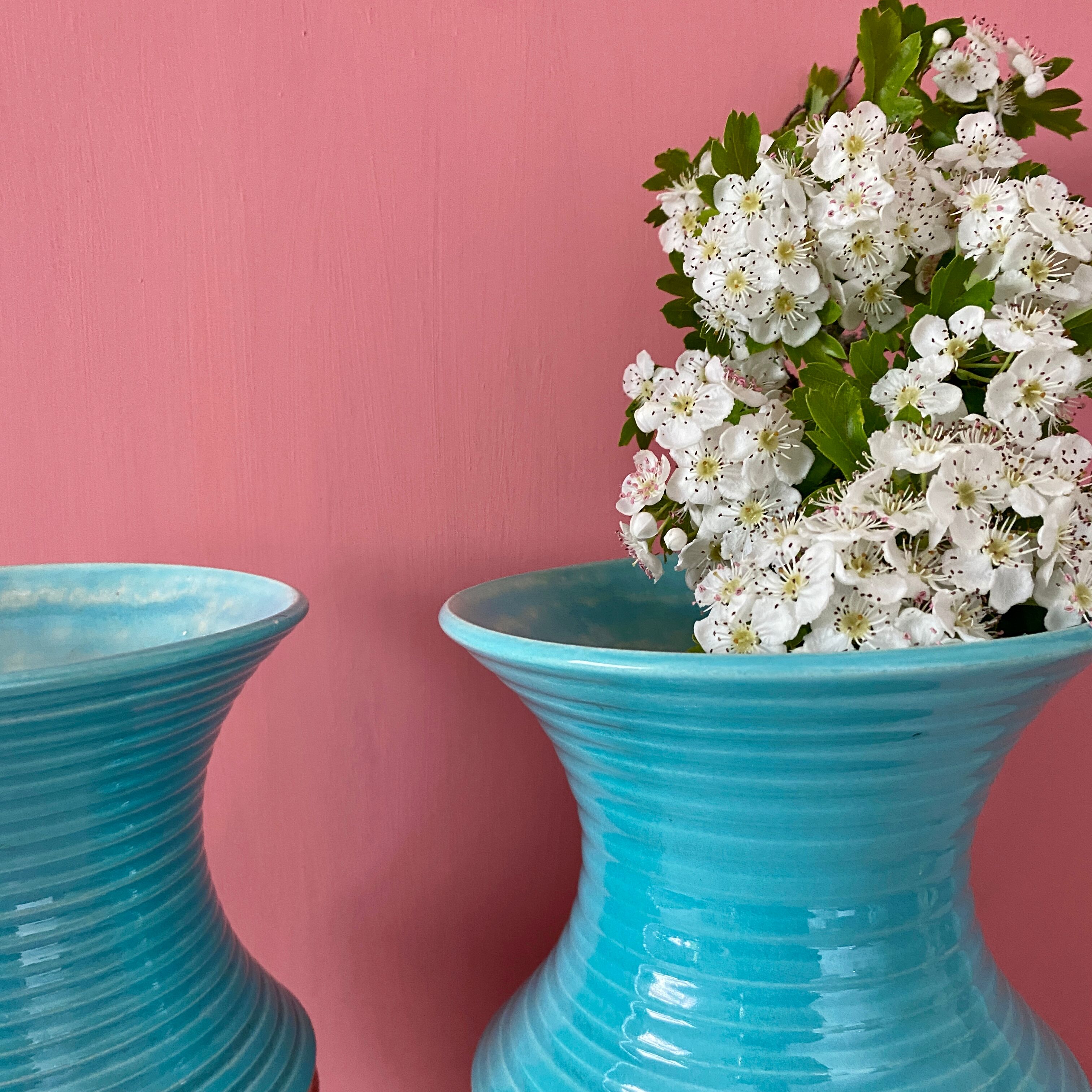 Set of two vintage art deco ceramic vases