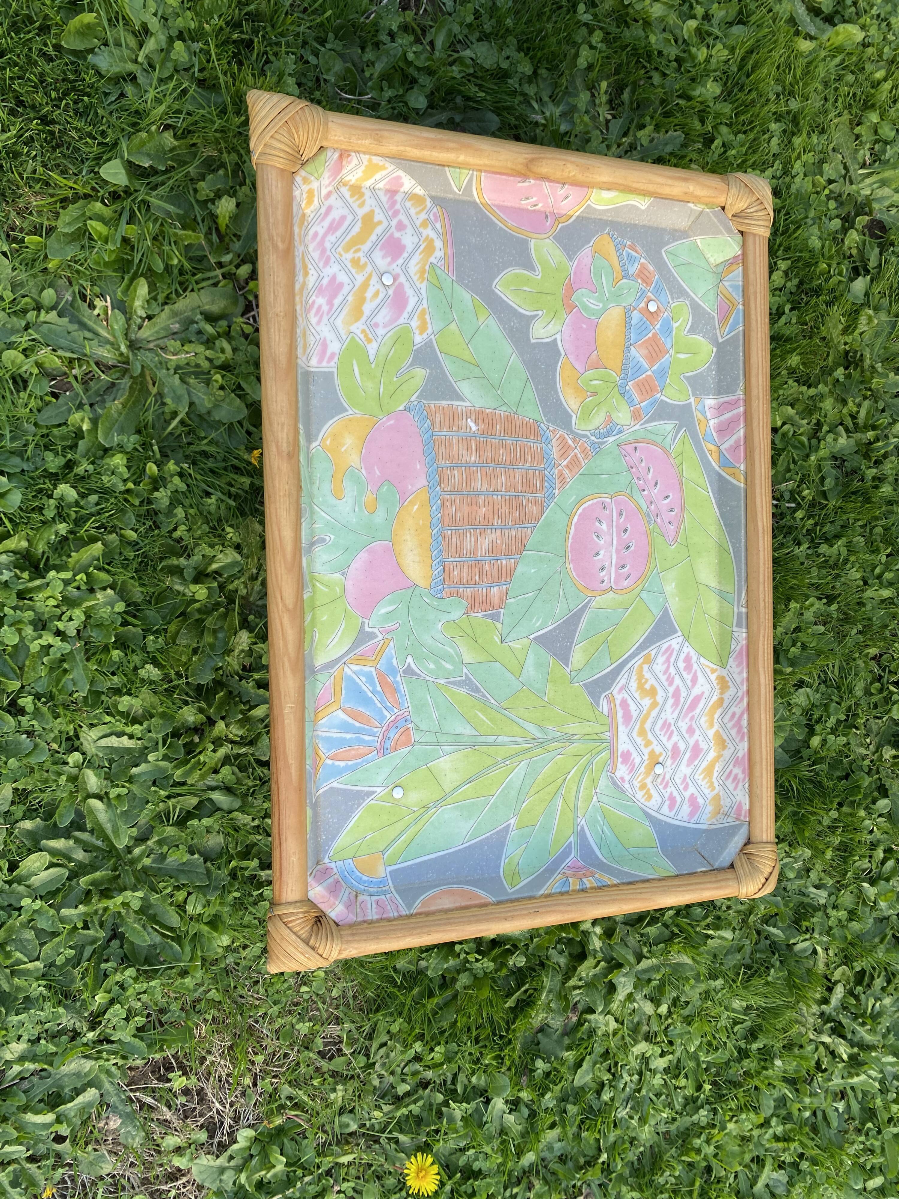 Breakfast tray on vintage stand