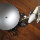 Antique mushroom lamp, chrome-plated steel and polished brass
