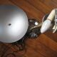Ancienne lampe champignon, acier chromé et laiton poli
