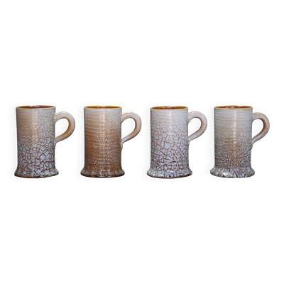 Service mug céramique Accolay effet craquelé X 4 , chope signée, art de la