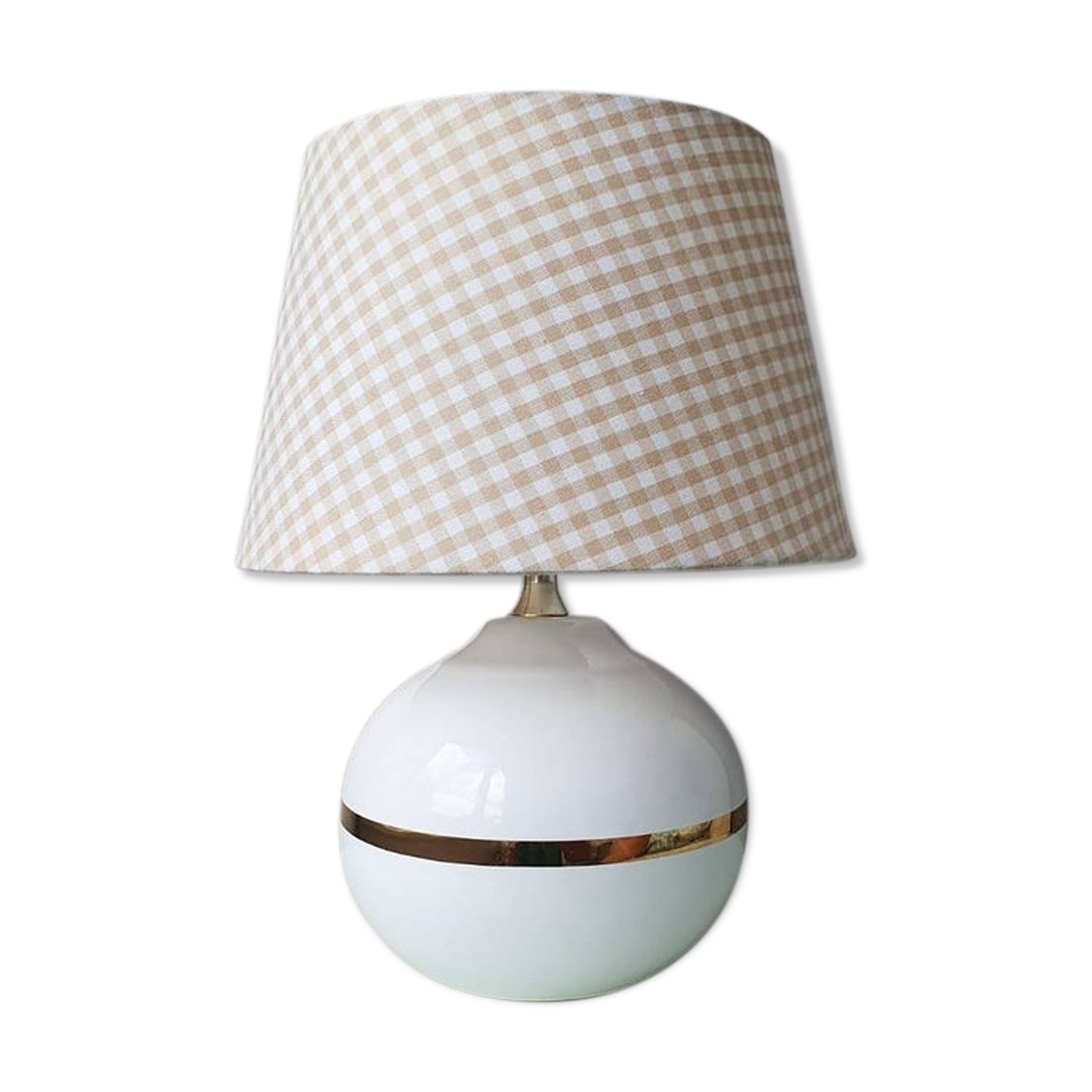 Lampe de table vintage en céramique avec abat-jour en tissu 1980