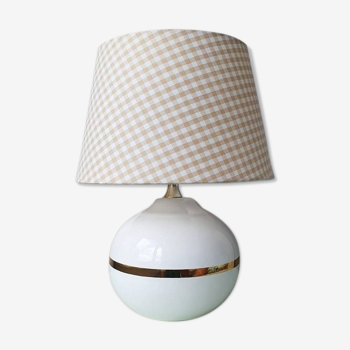 Lampe de table vintage en céramique avec abat-jour en tissu 1980