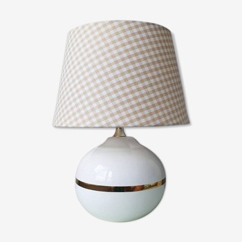 Vintage ceramic table lamp with 1980 fabric lampshade