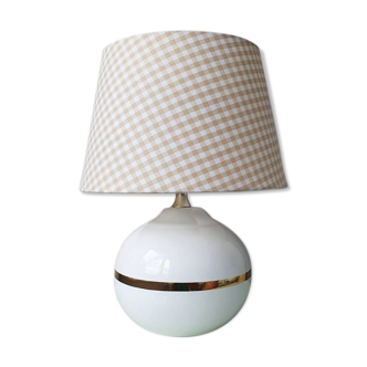 Vintage ceramic table lamp with 1980 fabric lampshade