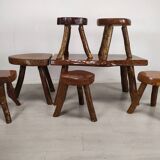 Brutalist coffee table and stools