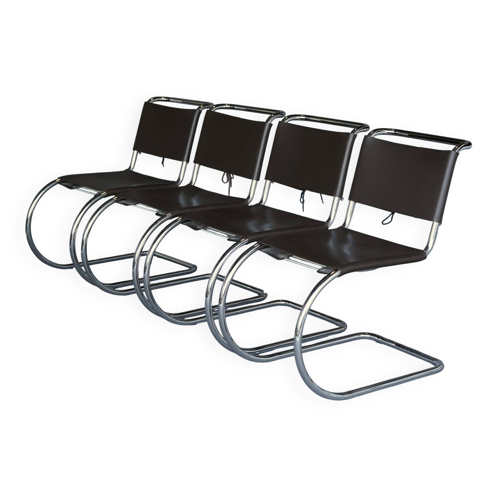 x4 Cantilever MR 10 chairs in the manner of Ludwig Mies van der Rohe.