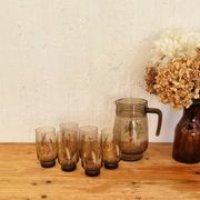 Vintage orangeade service J.G. Durand Tivoli in smoked glass, 7 pieces.