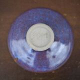 Signed stoneware bowl, glazed stoneware bowl, blue/purple bowl, empty pocket