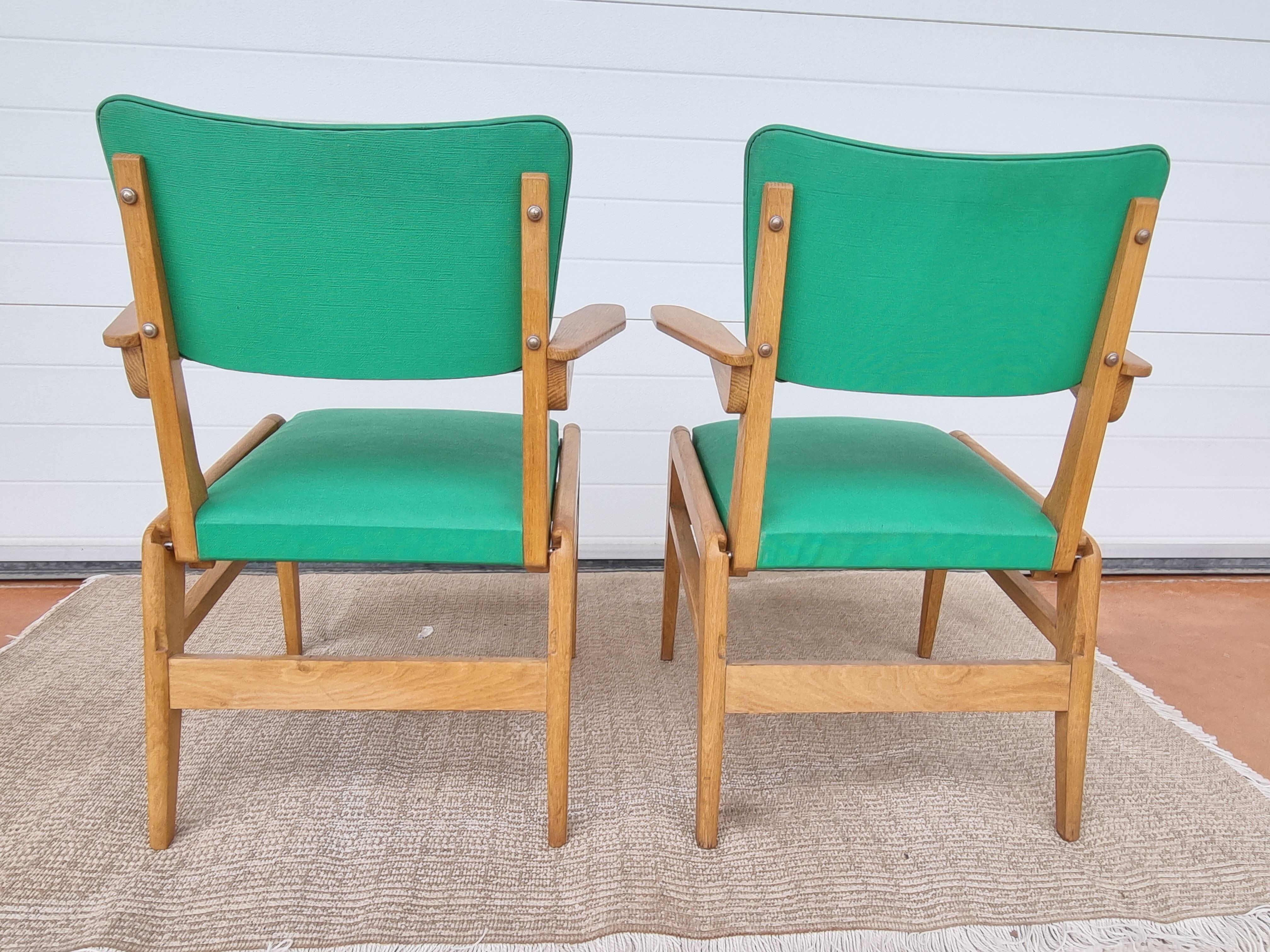 2 old scandinavian-style armchairs with 2 positions 50s