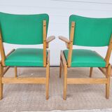 2 old scandinavian-style armchairs with 2 positions 50s