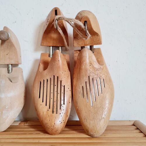 Lot of old wooden shoe trees