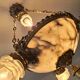Art Deco alabaster and bronze chandelier, 7-light fixture