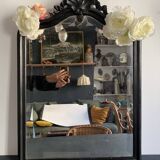 Napoleon III mirror in black wood with pediment