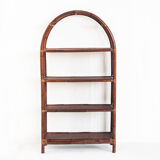 Vintage rattan floor bookcase. France, 1960s