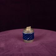 Tommaso Barbi Blue Glazed Ceramic and Brass-Toned Metal Table Lighter, 1970