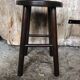 Vintage Turned Dark Wood Milking Stool #A631