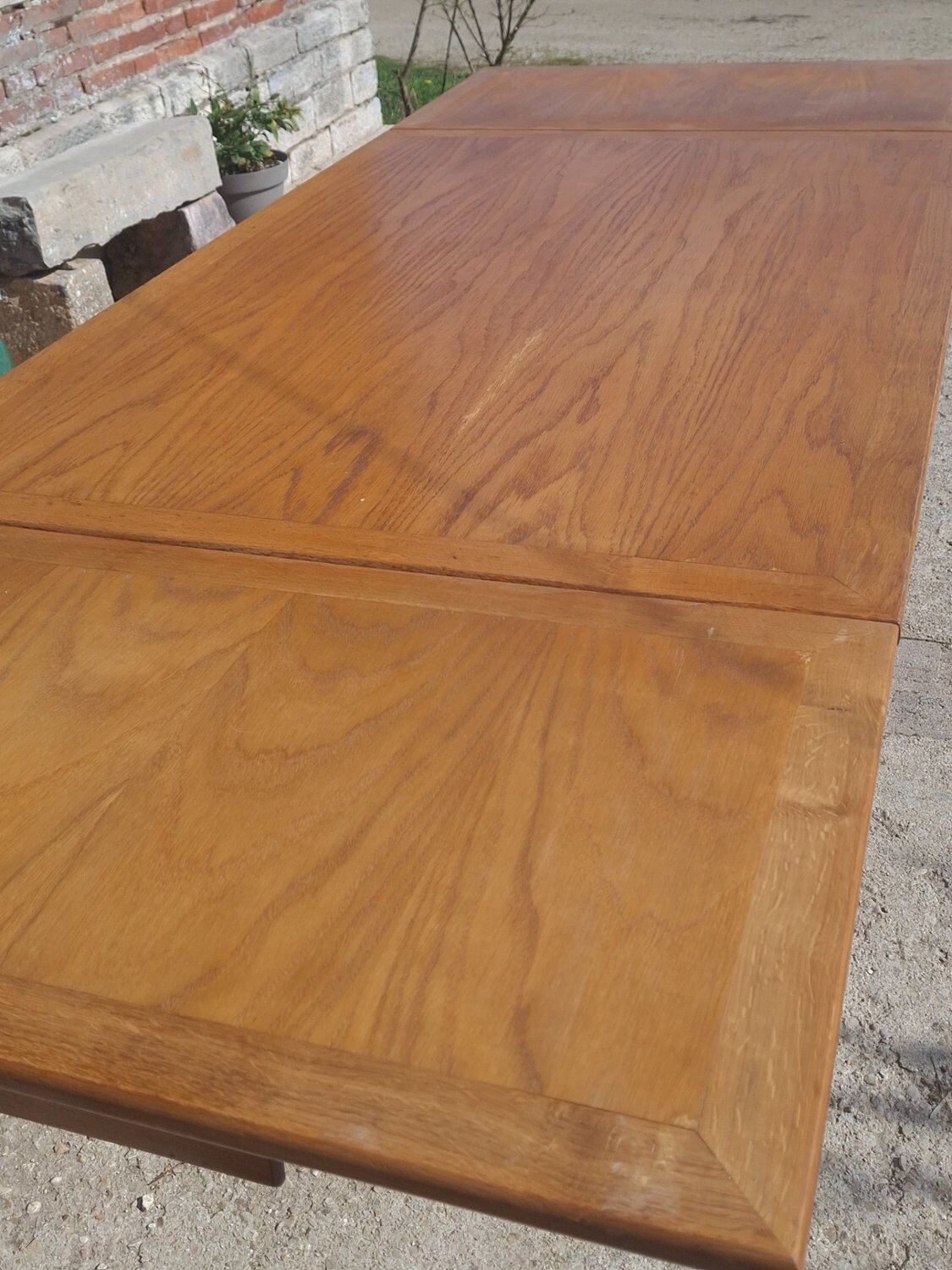 Extendable table in solid oak - French Reconstruction style 1950