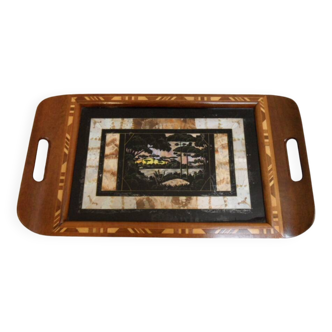 Vintage mahogany tray with inlay