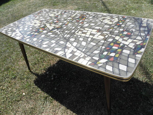 Table basse formica scandinave mosaïque design vintage