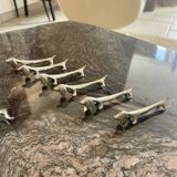 6 silver metal dachshund knife holders