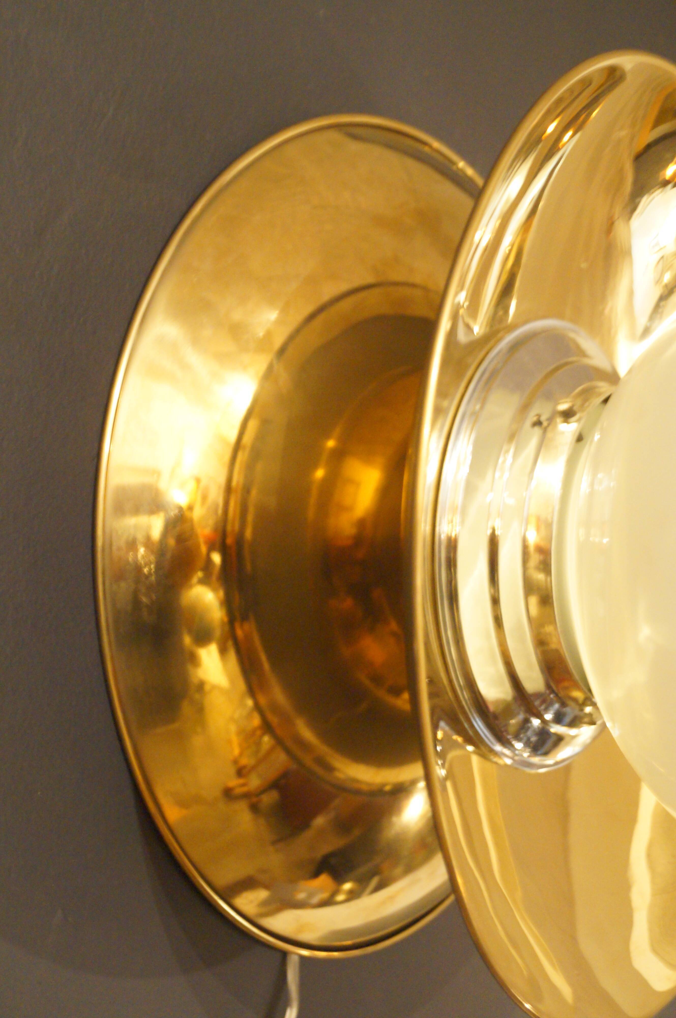 Brass and opaline wall lamp