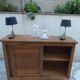 Vintage wooden buffet with a waxed finish, 2 sliding doors.