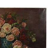 Large Floral Still Life Painting Roses Bouquet Signed R. Blanlin