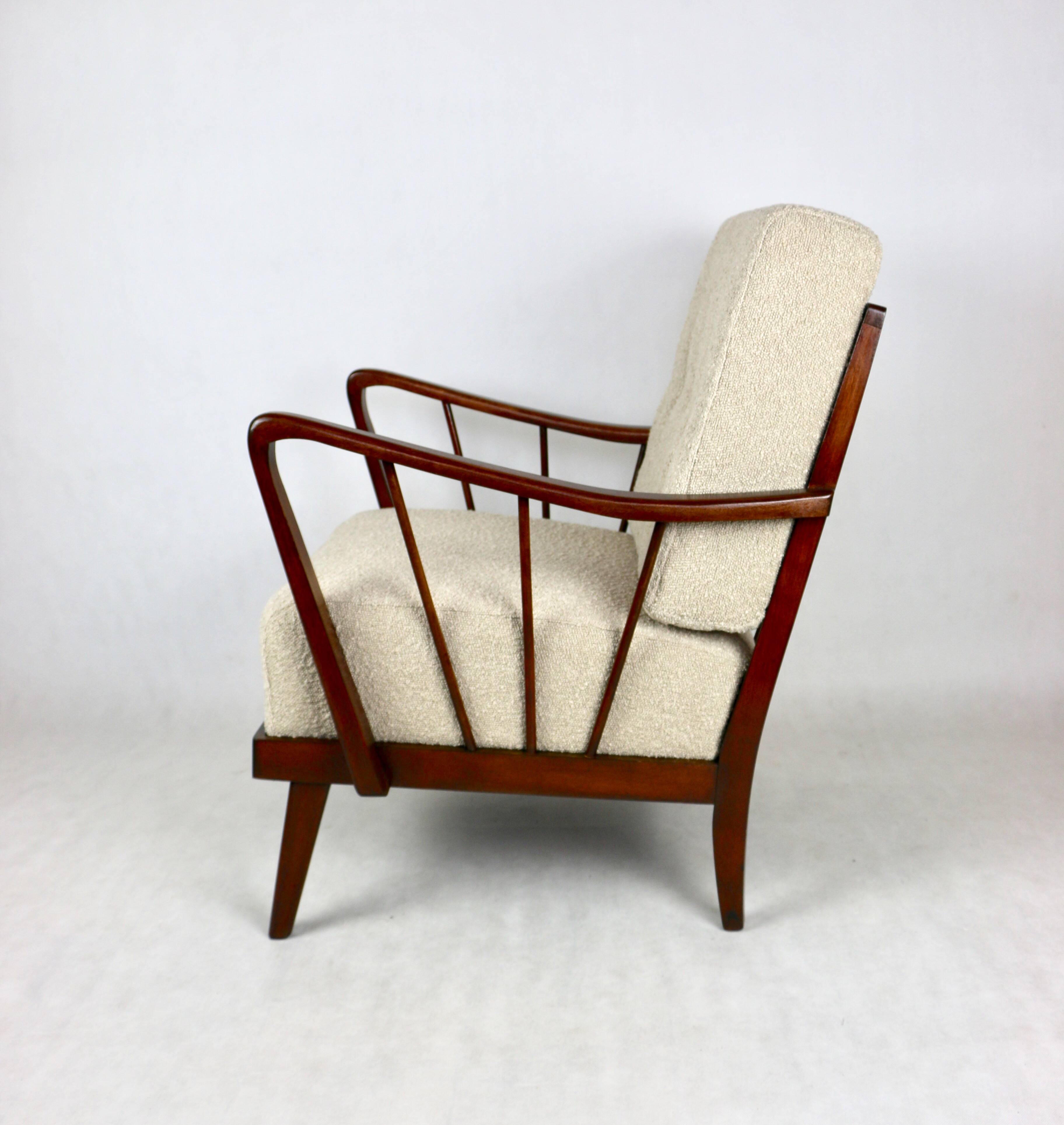 Art Deco Beige Boucle Armchair, 1960s
