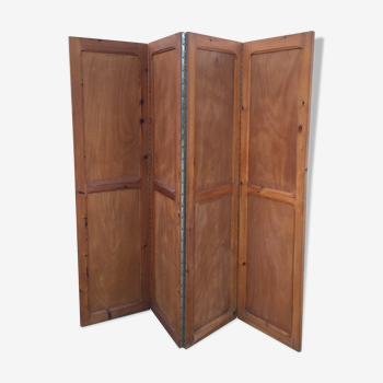 Paravent tout bois, vintage 1950, 4 vantaux