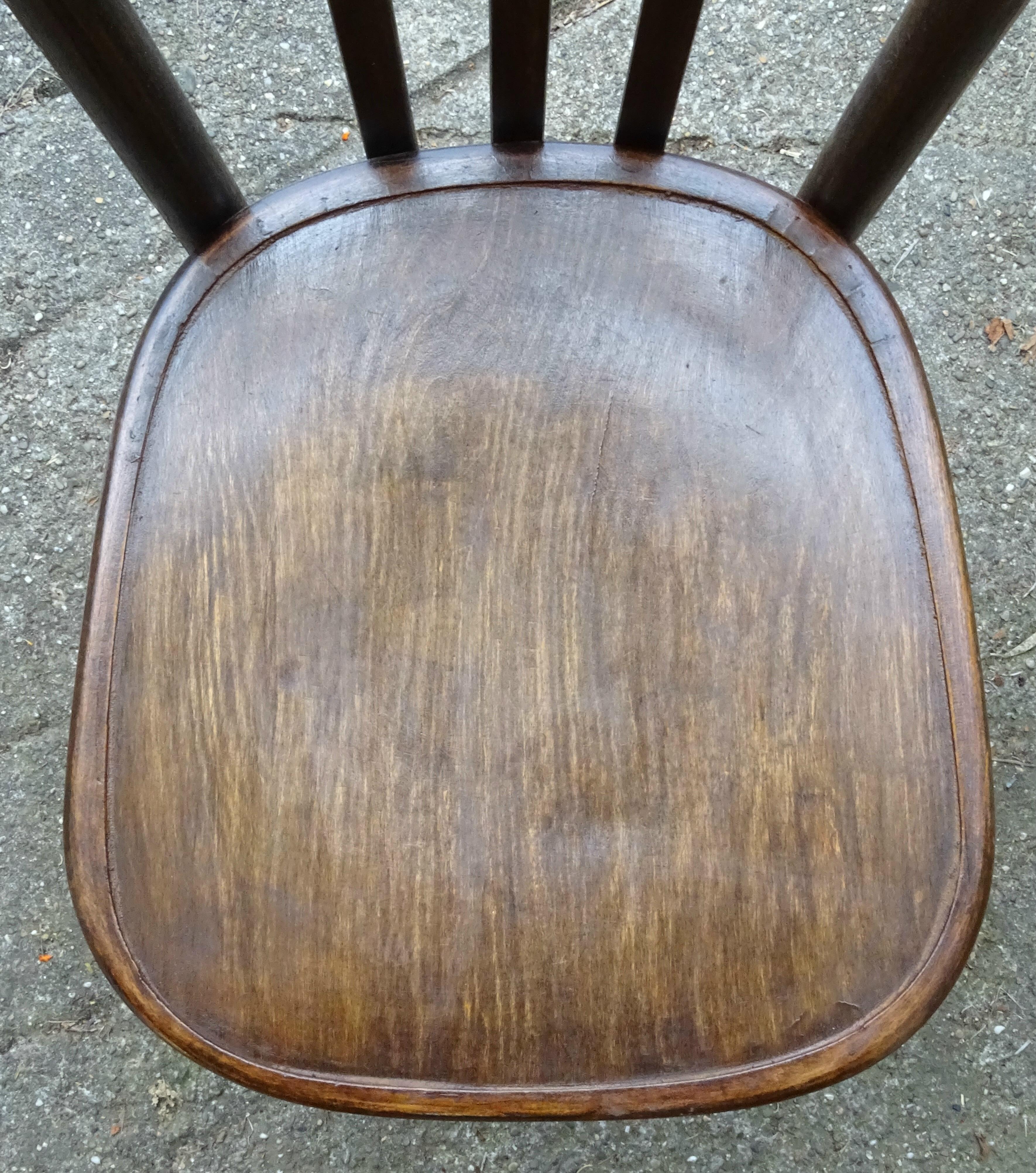 2 Fischel bistro chairs from 1938, wooden seat