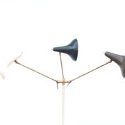 Stilnovo design floor lamp three arms years 50 in alluminium marble, rarest