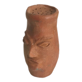 Artisanal terracotta terracotta salt shaker character head sculpture