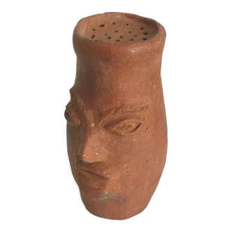 Salière artisanale terre cuite terracotta sculpture tête de personnage