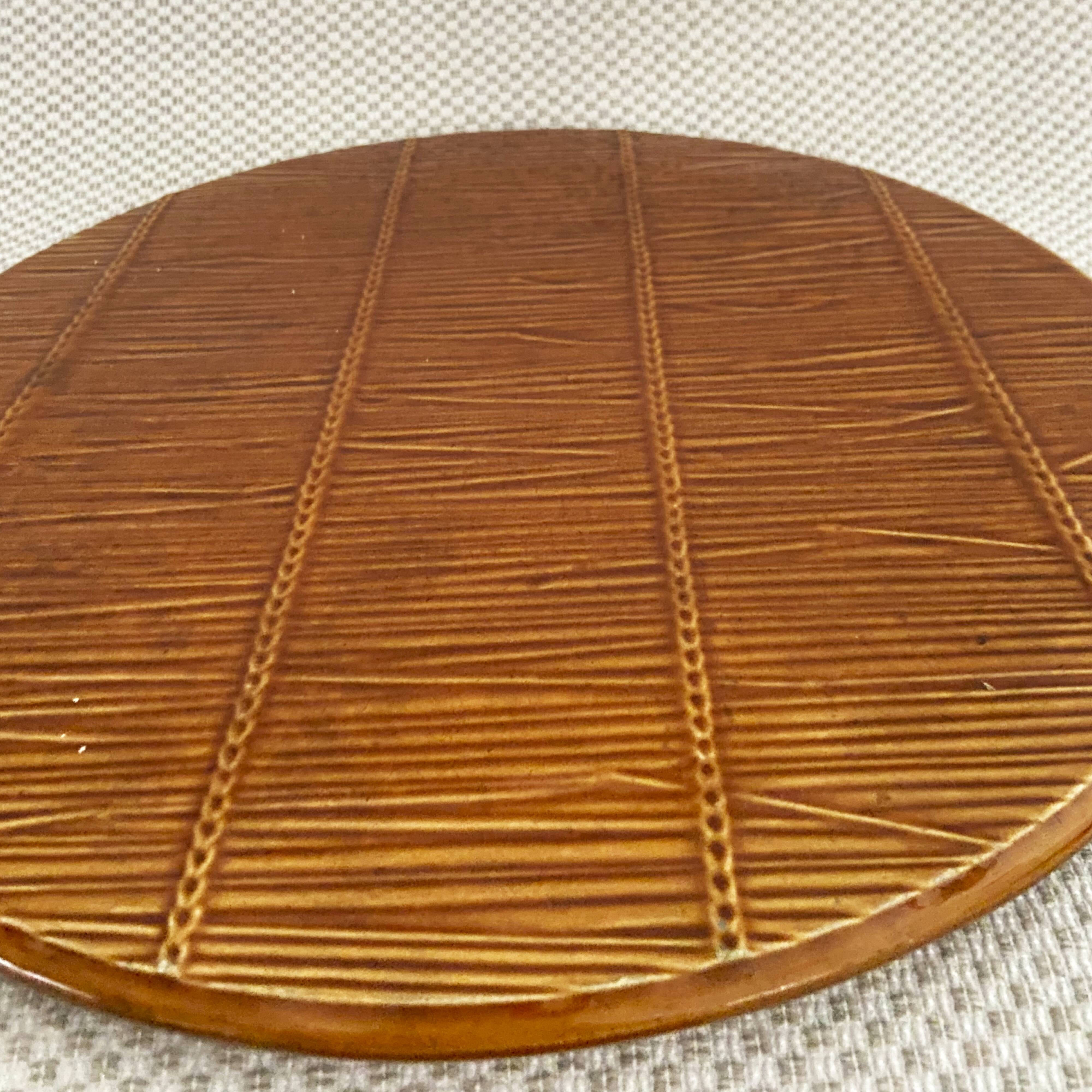 De Gien – Cheese plate “Straw Pattern”, France, 1950
