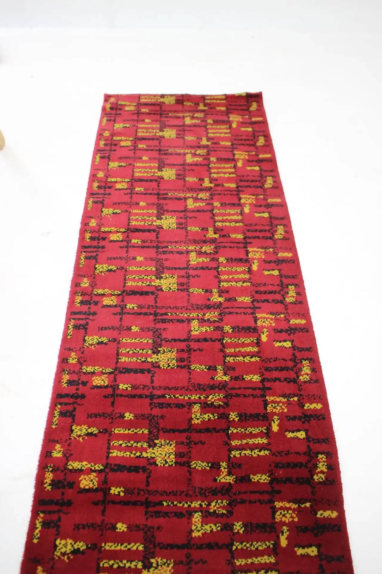 Geometric abstract wool bouclé carpet / rug, 1950s, Czechoslovakia