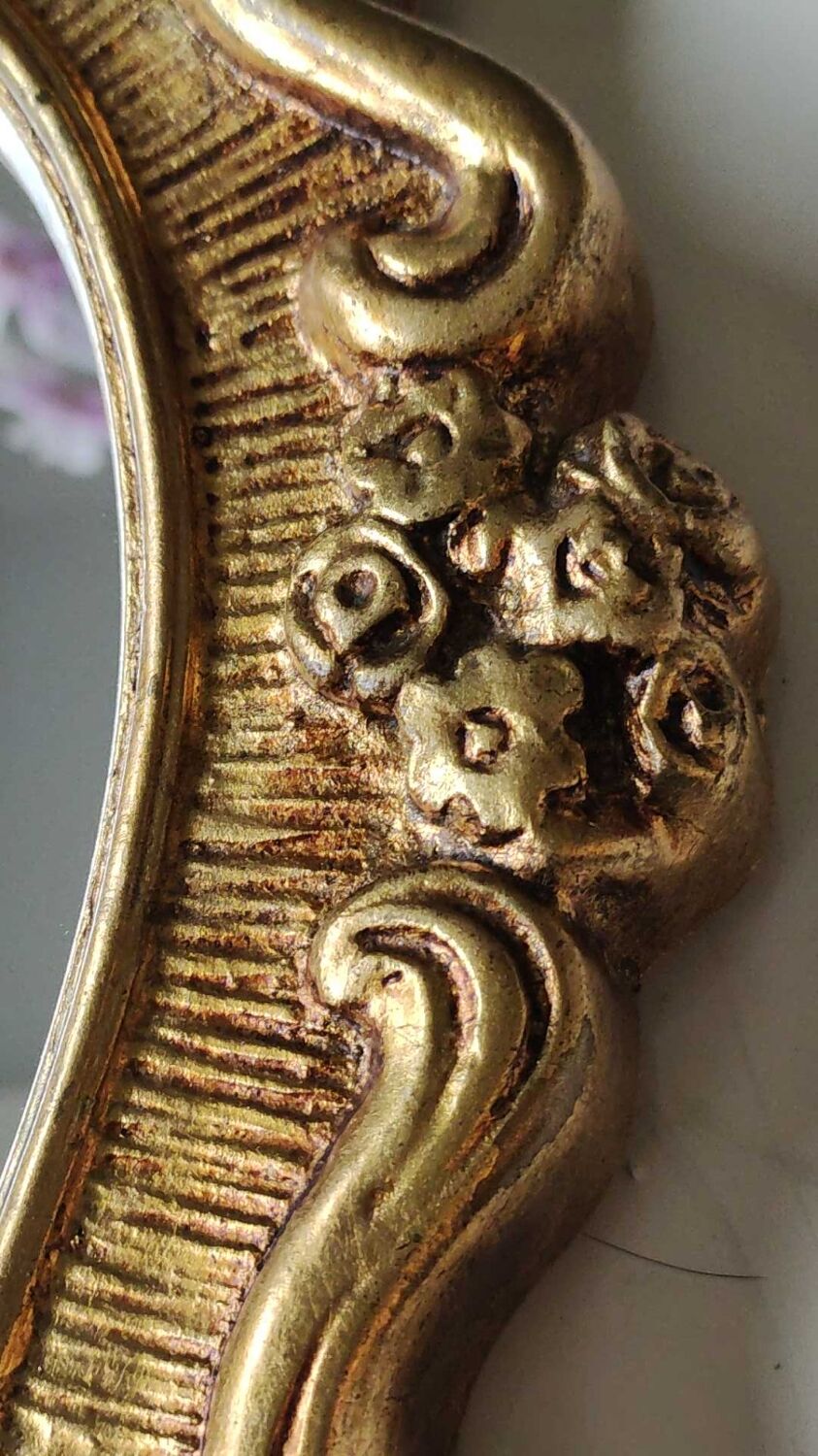 Mirror Rocaille style gilded with gold leaf 42 x 26 cm