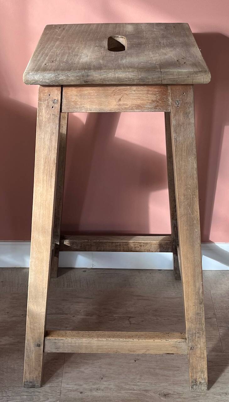 High wooden stool