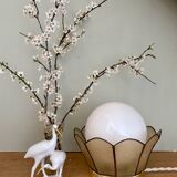 Globe table lamp with vintage opaline and mother-of-pearl shade