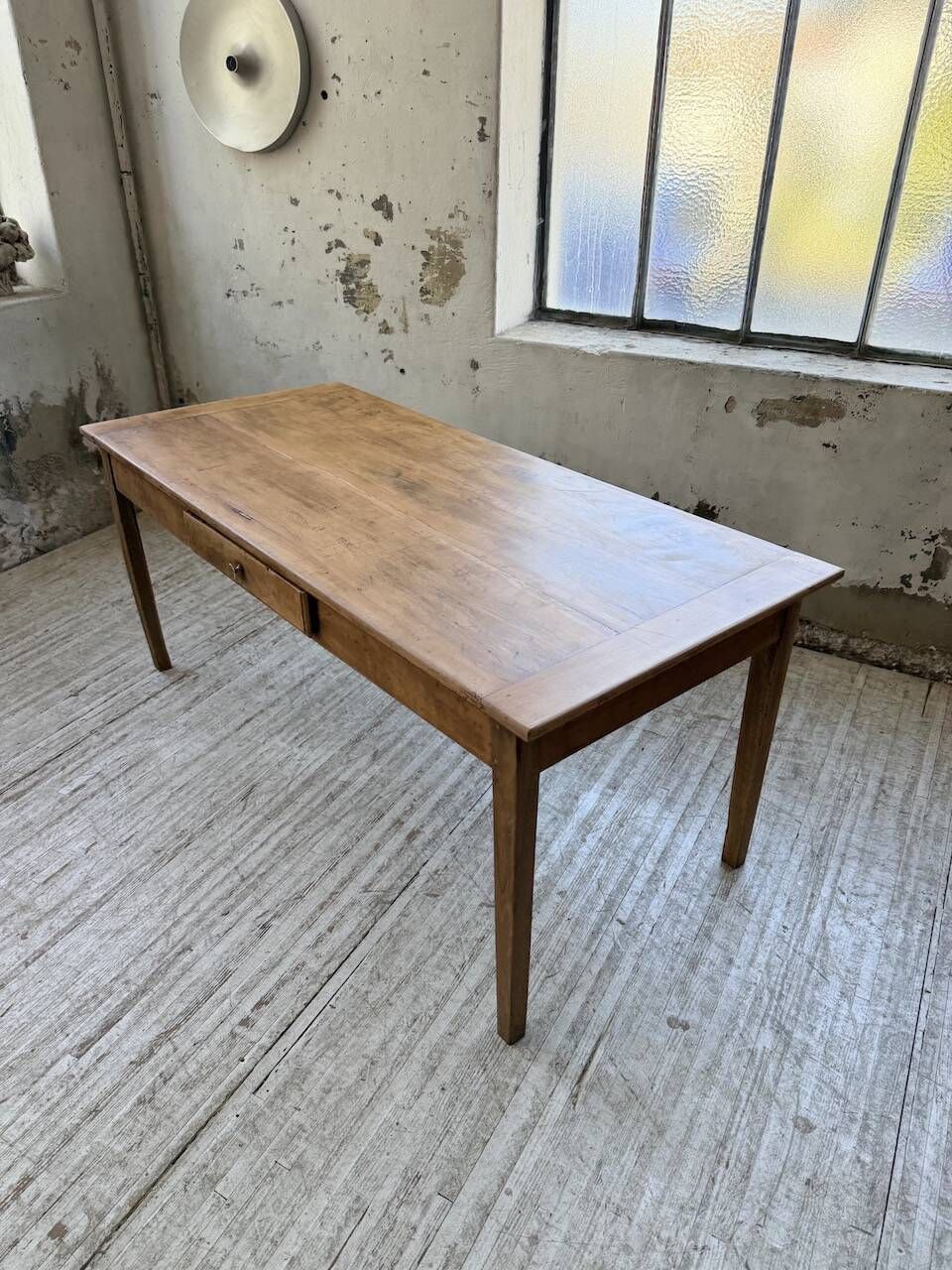 Cherry farmhouse table with spindle legs, 1950s