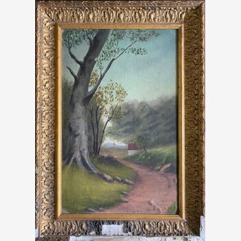 Tableau HST "Paysage de campagne" pour restauration XIX°/XX° + cadre