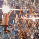 Nineteenth century chandelier with bronze and crystal grapevines.