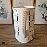 Pitcher / Vase Choisy Le Roi HBC Chatou, green orange black bird decoration